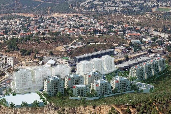 הפרויקט - בניינים ממוספרים מ-7 עד 16, המון בתים קטנים מסביב